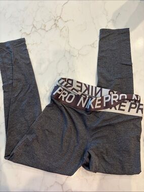 Nike Charcoal Grey Performance Leggings with Branded Waistband